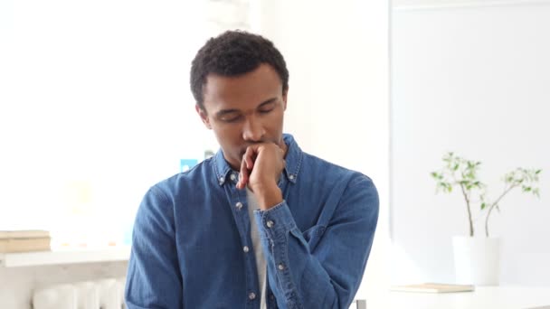 Sleeping Tired Young Afro-American Man, Portrait — Stock Video