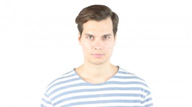 genç adam, beyaz arka plan portresi