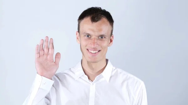 Az ember mutatja a kéz-hello — Stock Fotó