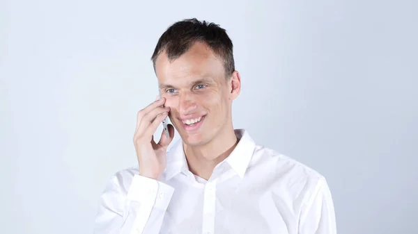 Portrait of a young business man on Smartphone — Stock Photo, Image