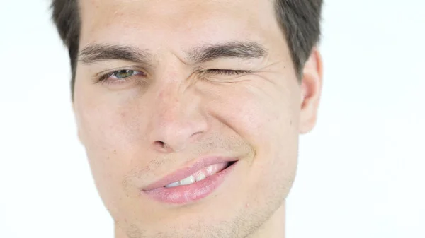 Retrato de homem engraçado, Blinking with Eye — Fotografia de Stock