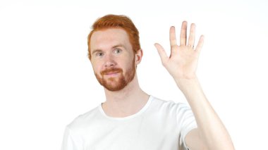 mutluluk ve Kızıl saçlı gülümseyen insanlar kavramı - sallanan el dostum