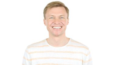 Mutlu adam, beyaz arka plan