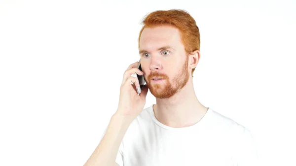 Joven Diseñador Hablando por Teléfono, Aislado sobre fondo blanco —  Fotos de Stock