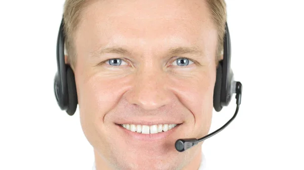 Operatora Call Center, uśmiechając się agenta z bliska — Zdjęcie stockowe