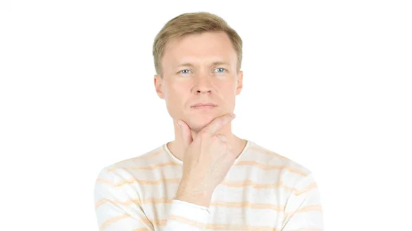 Portret van knappe jonge attente man geïsoleerd over witte achtergrond — Stockfoto