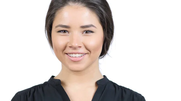 Porträt eines jungen positiven Mädchens, lächelndes Gesicht — Stockfoto