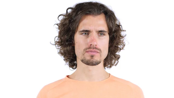 Frustrierter verwirrter Mann mit lockigem Haar — Stockfoto