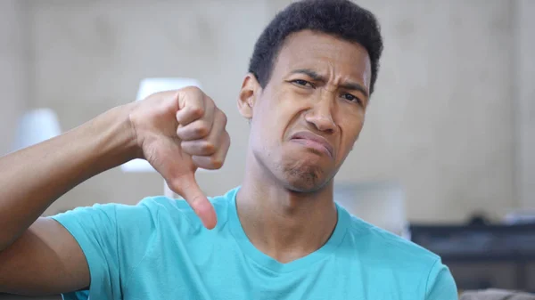 Thumbs Down by Unsatisfied Afro-American Man — Stock Photo, Image