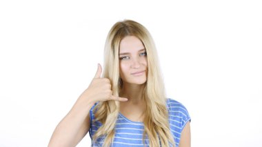 Bana jest kadın tarafından de, bana yardım hattı, beyaz arka plan katılır