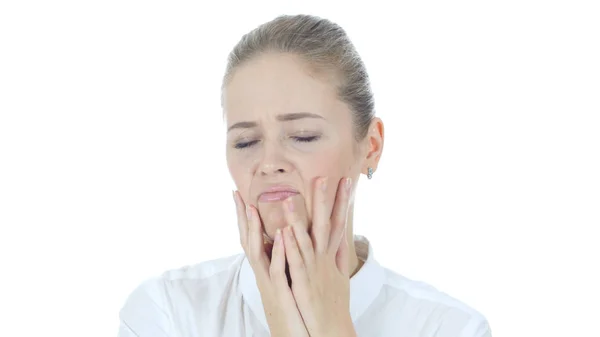 Loss , Woman Reacting To Failure , Stress, White Background — Stock Photo, Image