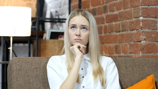 Thinking, Pensive Business Woman, Indoor Office Stock Picture