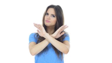 Dur, jest, kadın, beyaz arka plan tarafından Hayır reddetme