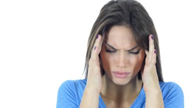 Baş ağrısı, hayal kırıklığı, gerginlik, depresyon genç kadın tarafından