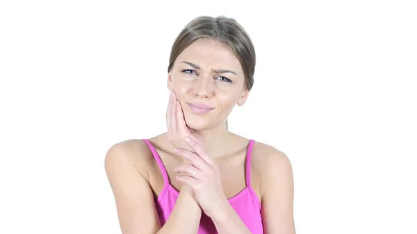 Fogfájás, nő szenved a fájdalom a fogak — Stock Fotó