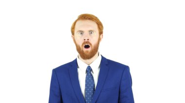 Şok, beklenmedik sürpriz, kırmızı saç sakal işadamı