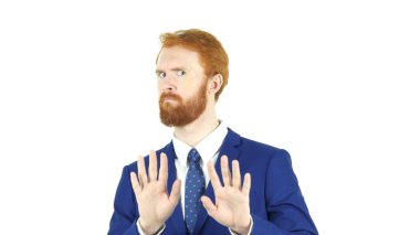 İzole reddetme, jest kırmızı saç sakal işadamı tarafından sevmeme,