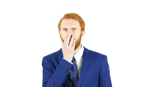 Shock, Red Hair Beard Businessman reacting to Failure — Stock Photo, Image