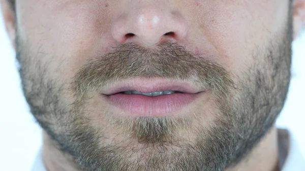 Serious Middle Aged Man Lips Close Up — Stock Photo, Image