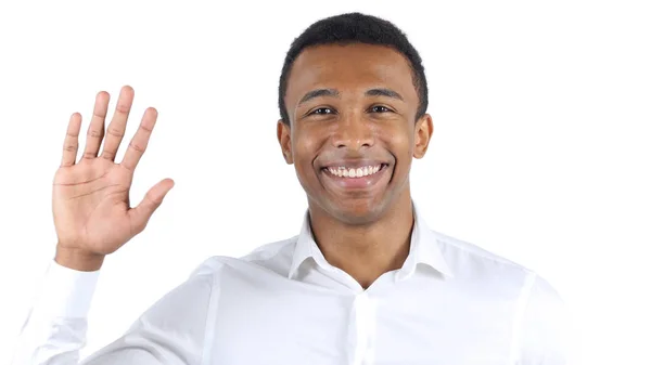 Hallo gebaar door zwarte Man, zwaaien Hand — Stockfoto