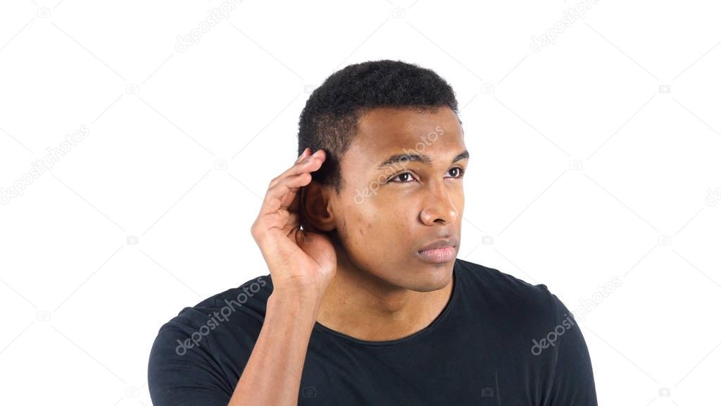 Afro-American Man Listening Secret Carefully