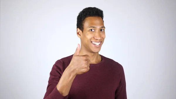 Thumbs up by Afro-American Man, Appreciating Completed Task — Stock Photo, Image