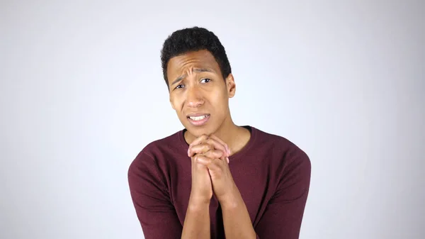 Vergeef me alstublieft, jonge Afro-Amerikaanse Man gebaar, vraag om vergeving — Stockfoto