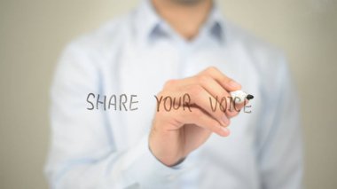 Your Voice, şeffaf ekranda yazma adam paylaşmak