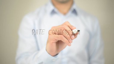 Oran karşılaştırma, şeffaf ekranda yazma adam