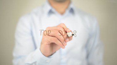 En iyi şarkı, şeffaf ekranda yazma adam