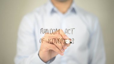 İyilik rasgele hareket, şeffaf ekranda yazma adam