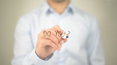 Değil mi? , adam şeffaf ekran üzerine yazma