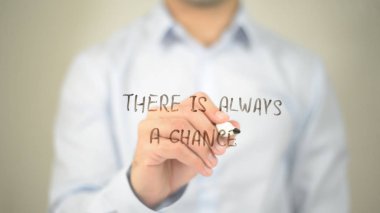 Her zaman bir ihtimal, şeffaf ekranda yazma adam