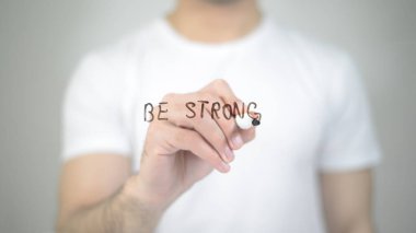 Güçlü, şeffaf ekranda yazma adam olmak