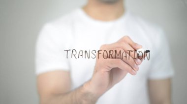 Dönüştürme, şeffaf ekranda yazma adam