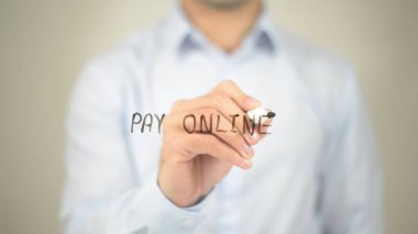 Online, şeffaf ekranda yazma adam ödemek