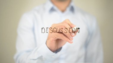 Tartışma, şeffaf ekranda yazma adam