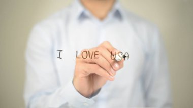 Ben aşk ABD, şeffaf ekranda yazma adam