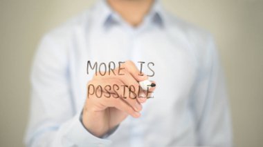 Daha fazla mümkündür, şeffaf ekranda yazma adam