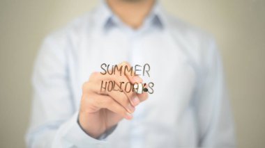 Yaz tatilleri, dostum şeffaf ekranda yazma