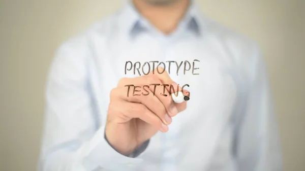 Protype Testing, Hombre escribiendo en pantalla transparente —  Fotos de Stock