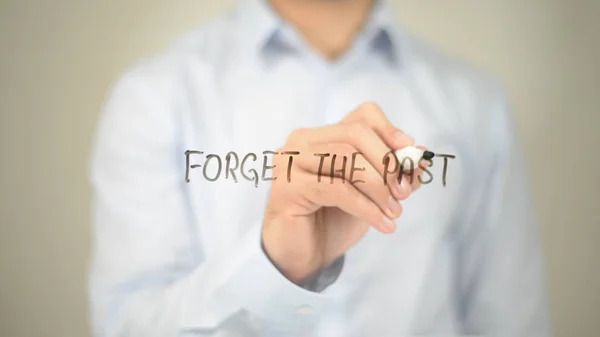 Forget the Past , Man writing on transparent screen — Stock Photo, Image