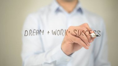 Rüya ve iş başarı, şeffaf ekranda yazma adam olduğunu