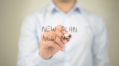 Yeni Plan yeni bana, şeffaf ekranda yazma adam