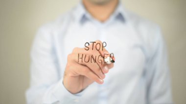 Açlık, şeffaf ekranda yazma adam durdurmak