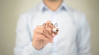 Nefret, şeffaf ekranda yazma adam durdurmak