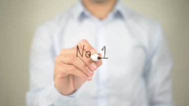 No 1, şeffaf ekranda yazma adam