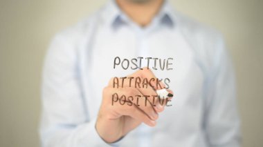 Pozitif çeken pozitif, şeffaf ekranda yazma adam