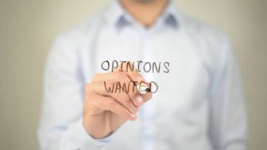 Görüş aranıyor, şeffaf ekranda yazma adam