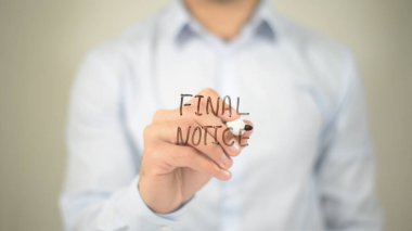 Son hakları, şeffaf ekranda yazma adam